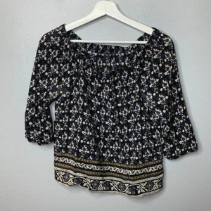 Madewell Black Floral‎ Off Shoulder Blouse